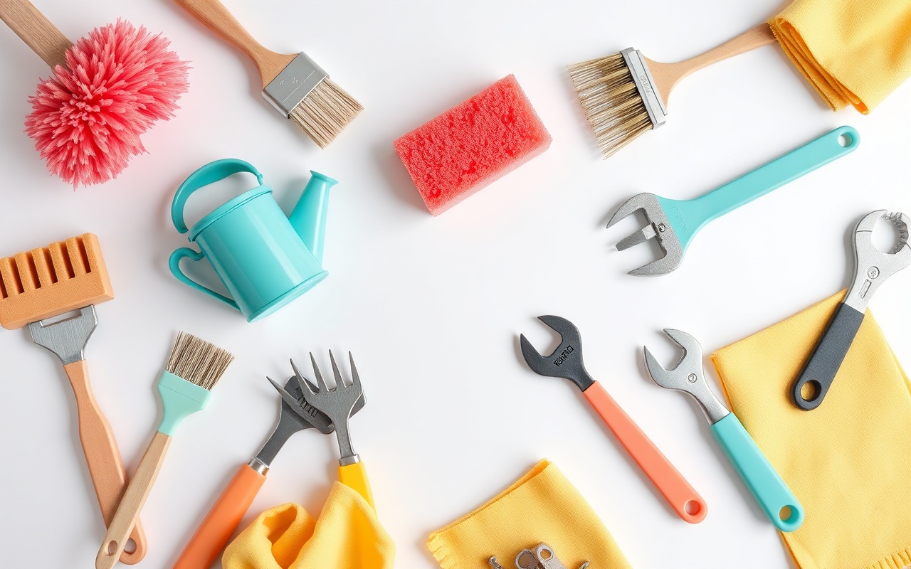 A diverse team of Valla professionals cleaning, gardening, and repairing homes